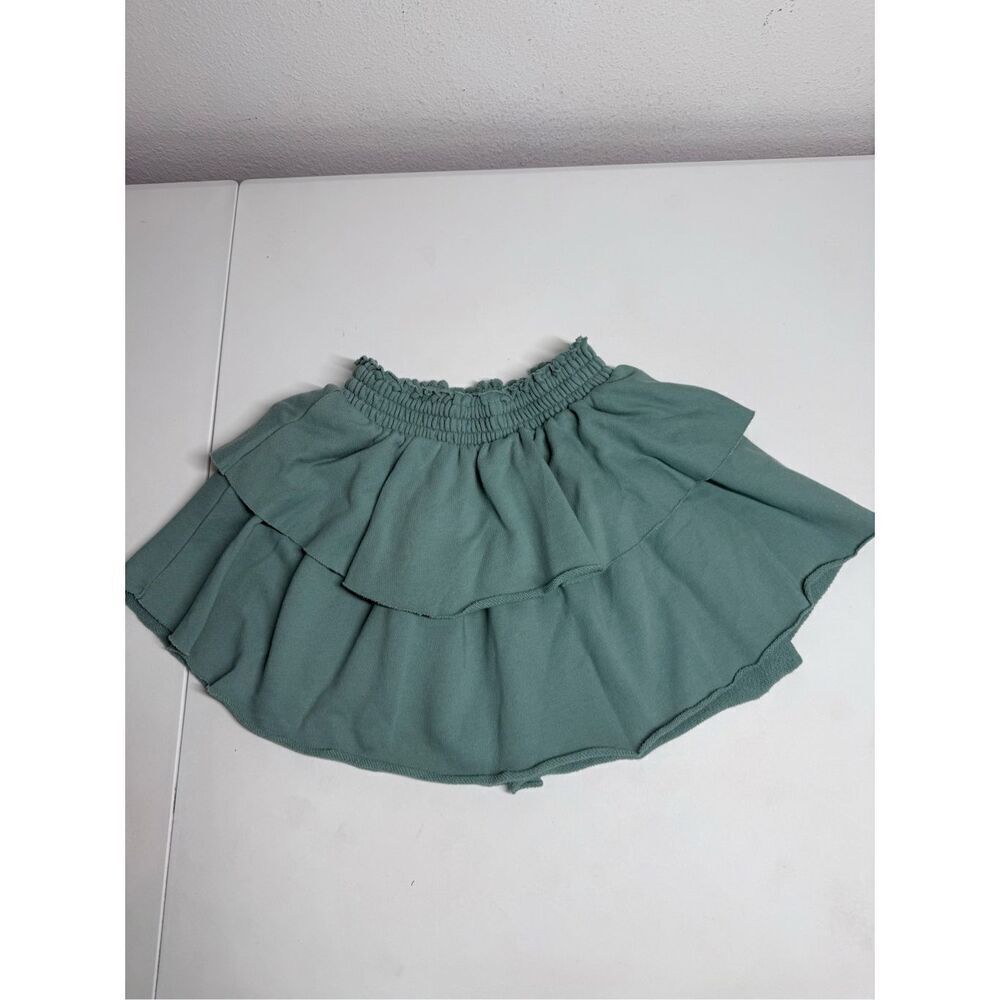 Wonder Nation Girls Sweat Skirt Cotton Blend Elastic Waist Layered Mint Sz 6-6X